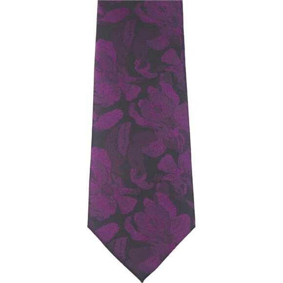 Men's Tie Cravat Jacquard Luxury Small Floral Pattern Wedding Plum Purple - Picture 4 of 7